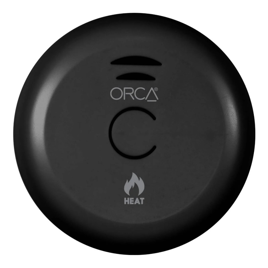 Orca 10 Year Wireless Interlink Heat Alarm BLACK